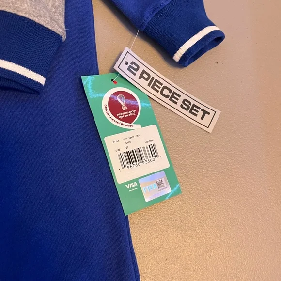 Kids Blue and Gray 2T FIFA World Cup 2022 joggers outfit - Picture 5 of 5